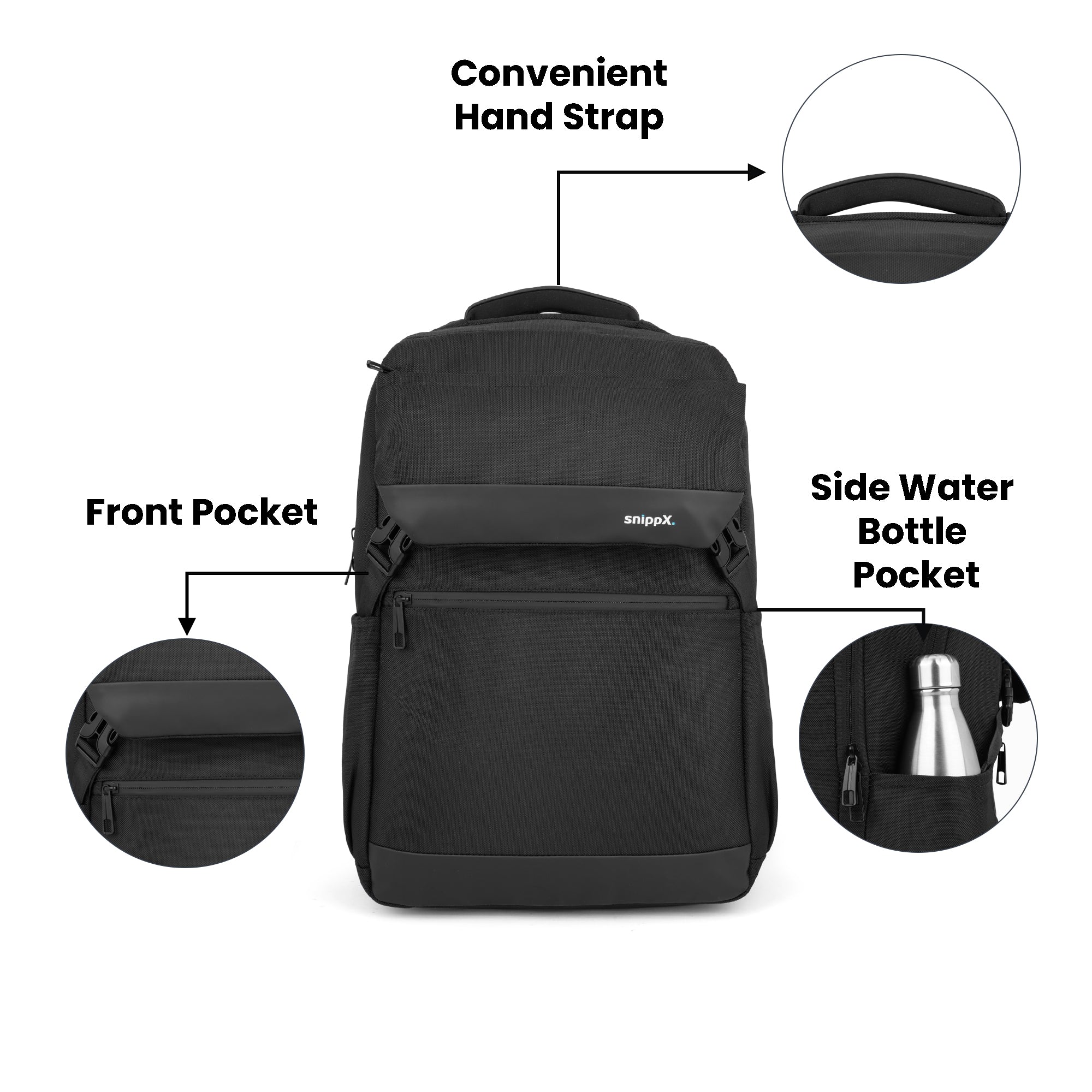 Noir Backpack 24L | Laptop Backpack for Daily Use & Office | Luggage Trolley Sleeve | Laptop Bag with Quick Access Pocket.